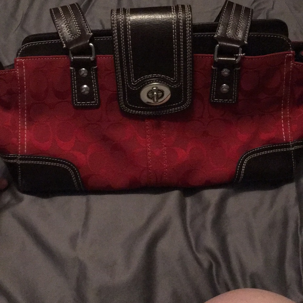 Red and Brown Coach Purse